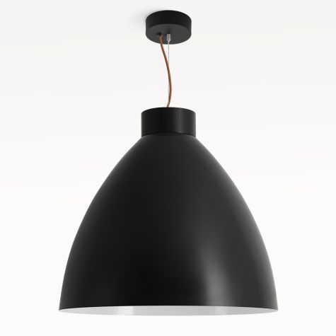 Oxford LED Studio Pendant Light, 100-Black, Rust Cloth Cord