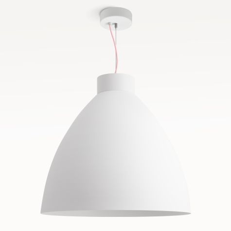 Oxford LED Studio Pendant Light, 206-Matte White, Blush Pink Cloth Cord