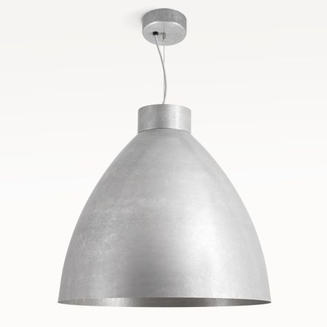 Oxford LED Studio Pendant Light, 975-Galvanized, Silver Cloth Cord