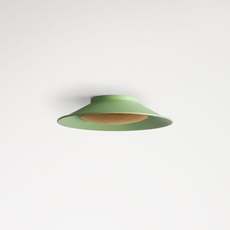 12" Carver LED Wooden Diffuser Flush Mount, 320-Fern Green, Ash Wood Diffuser