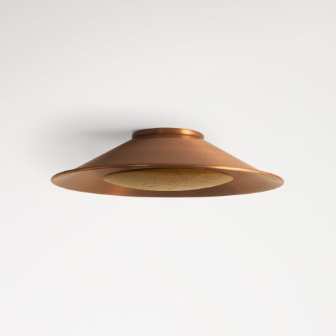 16" Carver LED Wooden Diffuser Flush Mount, 996-Natural Weathered Copper, Oak Wood Diffuser
