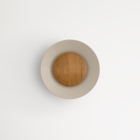 12" Carver LED Wooden Diffuser Flush Mount, 607-Taupe, Oak Wood Diffuser